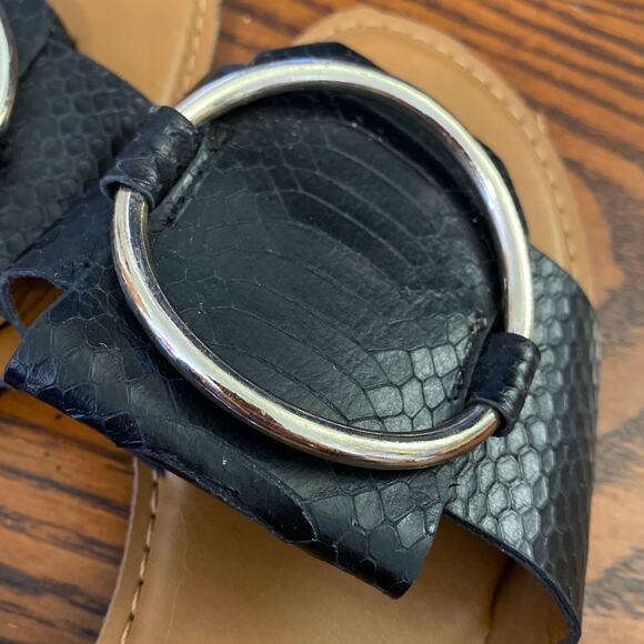 Franco Sarto Slides Slip Ons 8M GLAZE Leather Metal Ring Embellishment USED - Picture 4 of 13